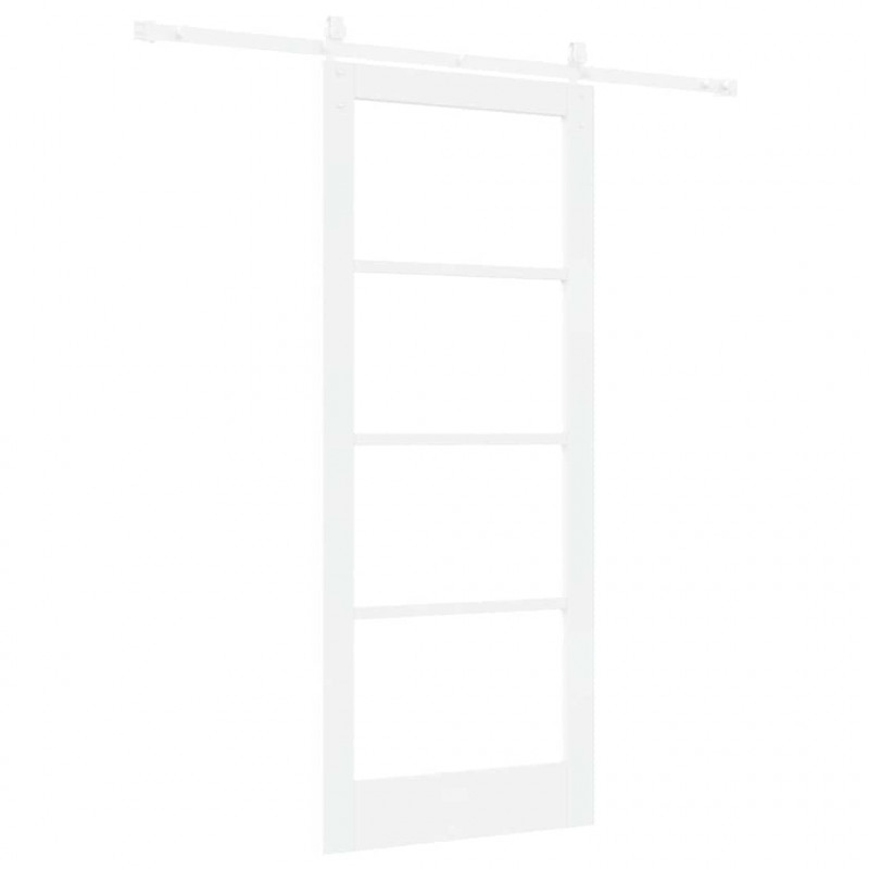 Drzwi przesuwne Biały 83 x 202 cm Lite drewno sosnowe i szkło