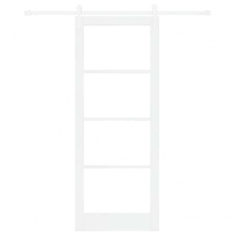 Drzwi przesuwne Biały 83 x 211 cm Lite drewno sosnowe i szkło