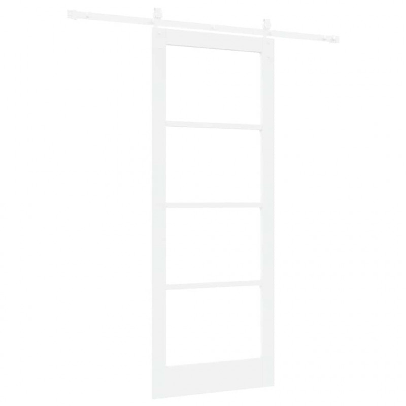 Drzwi przesuwne Biały 83 x 211 cm Lite drewno sosnowe i szkło