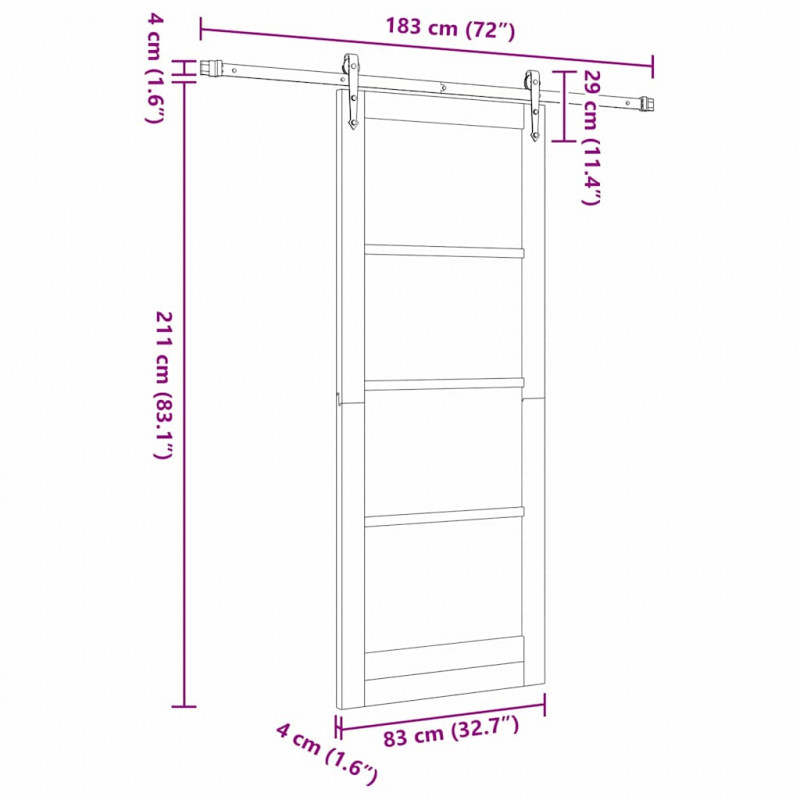Drzwi przesuwne Biały 83 x 211 cm Lite drewno sosnowe i szkło