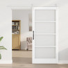 Drzwi przesuwne Biały 93 x 202 cm Lite drewno sosnowe i szkło