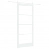 Drzwi przesuwne Biały 93 x 211 cm Lite drewno sosnowe i szkło