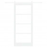 Drzwi przesuwne Biały 93 x 211 cm Lite drewno sosnowe i szkło