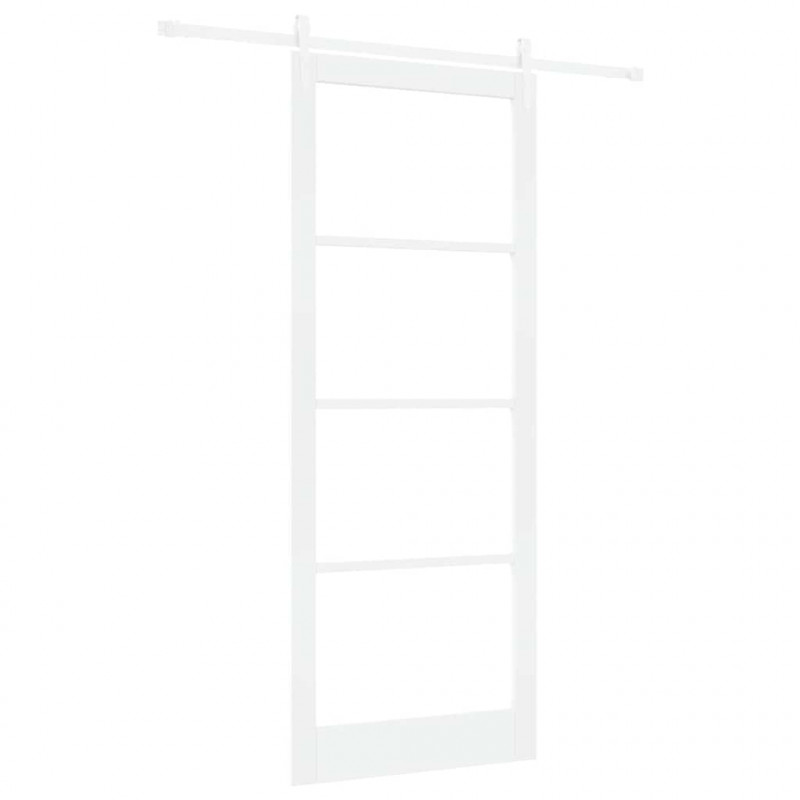 Drzwi przesuwne Biały 93 x 232 cm Lite drewno sosnowe i szkło