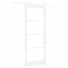Drzwi przesuwne Biały 93 x 232 cm Lite drewno sosnowe i szkło