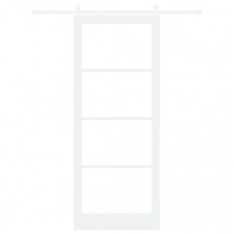 Drzwi przesuwne Biały 93 x 232 cm Lite drewno sosnowe i szkło