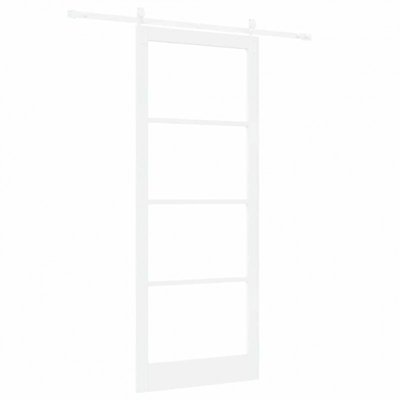 Drzwi przesuwne Biały 93 x 232 cm Lite drewno sosnowe i szkło