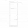 Drzwi przesuwne Biały 93 x 232 cm Lite drewno sosnowe i szkło