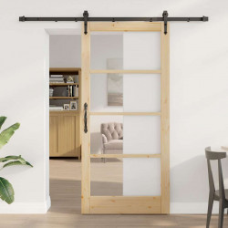 Drzwi przesuwne Naturalny i czarny 93 x 202 cm