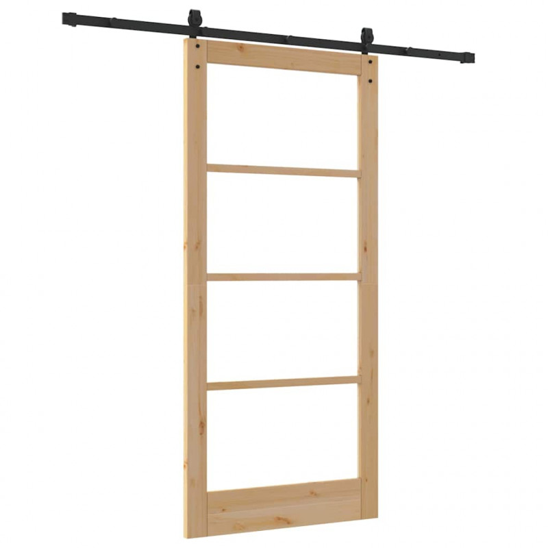 Drzwi przesuwne Naturalny i czarny 93 x 202 cm