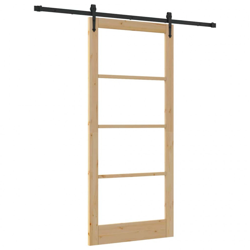 Drzwi przesuwne Naturalny i czarny 93 x 211 cm