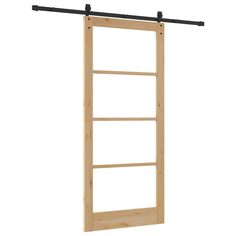 Drzwi przesuwne Naturalny i czarny 93 x 211 cm