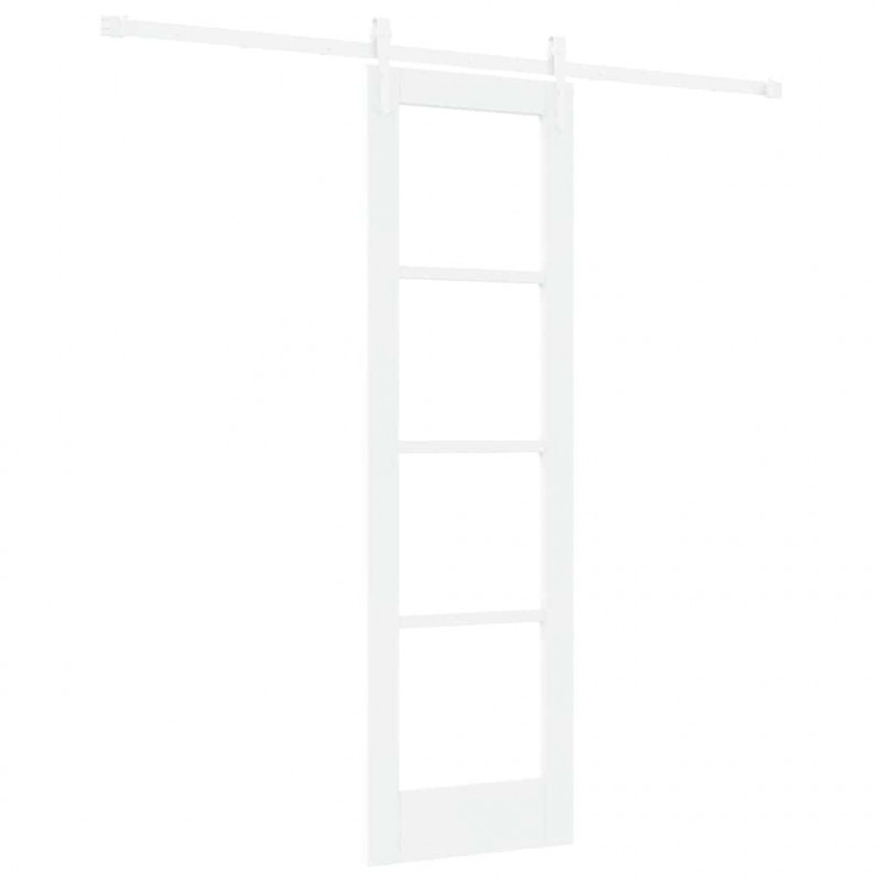 Drzwi przesuwne Biały 61 x 198,5 cm Lite drewno sosnowe i szkło