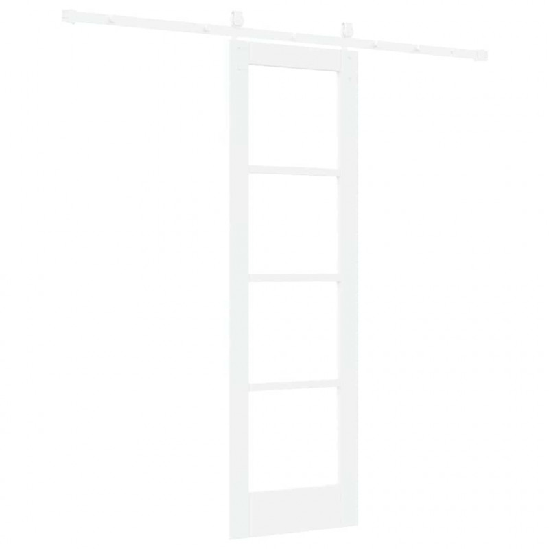 Drzwi przesuwne Biały 61 x 198,5 cm Lite drewno sosnowe i szkło