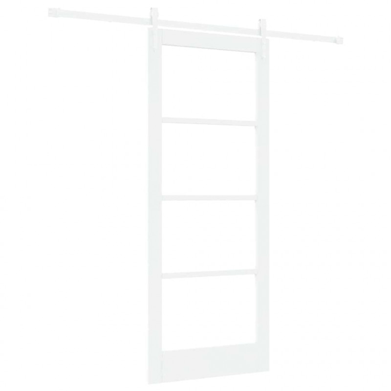 Drzwi przesuwne Biały 83 x 202 cm Lite drewno sosnowe i szkło