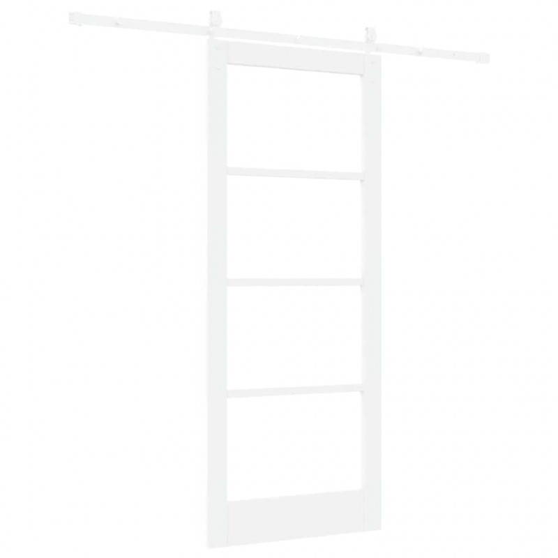 Drzwi przesuwne Biały 83 x 202 cm Lite drewno sosnowe i szkło