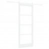 Drzwi przesuwne Biały 83 x 211 cm Lite drewno sosnowe i szkło
