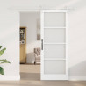 Drzwi przesuwne Biały 83 x 211 cm Lite drewno sosnowe i szkło