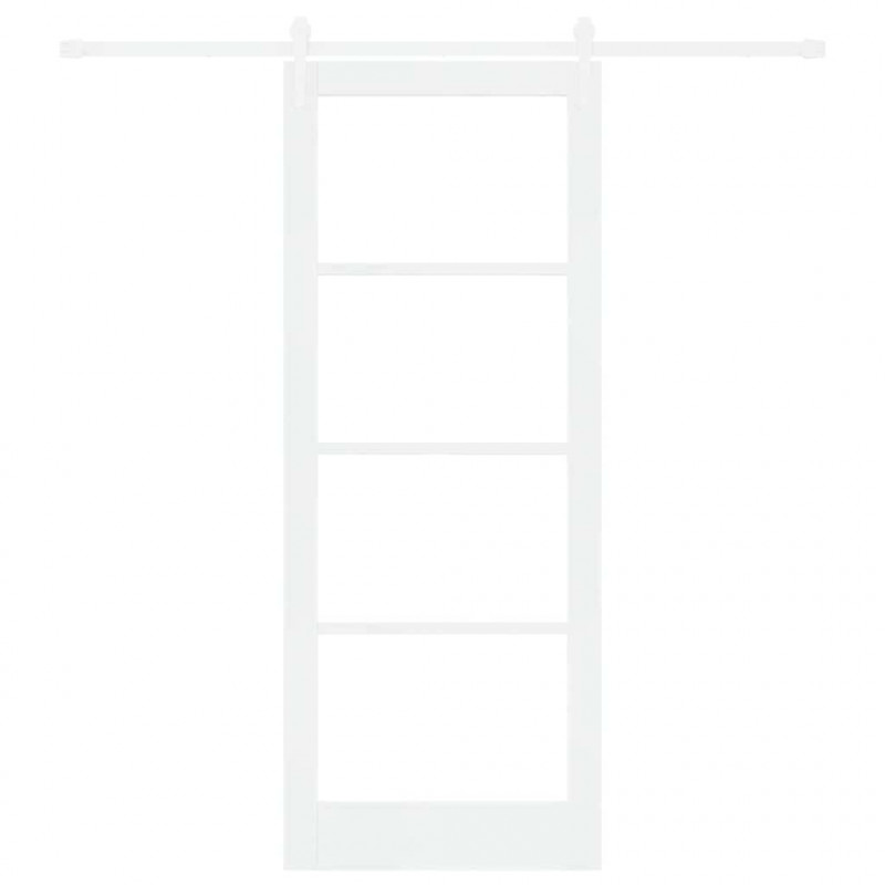 Drzwi przesuwne Biały 83 x 211 cm Lite drewno sosnowe i szkło