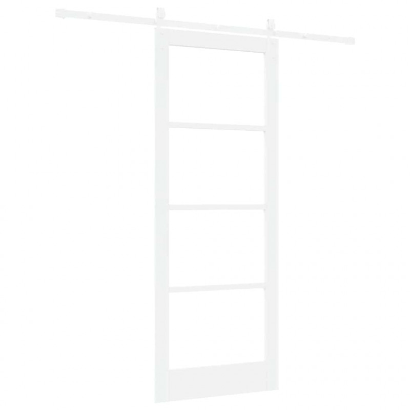Drzwi przesuwne Biały 83 x 211 cm Lite drewno sosnowe i szkło
