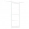 Drzwi przesuwne Biały 83 x 211 cm Lite drewno sosnowe i szkło
