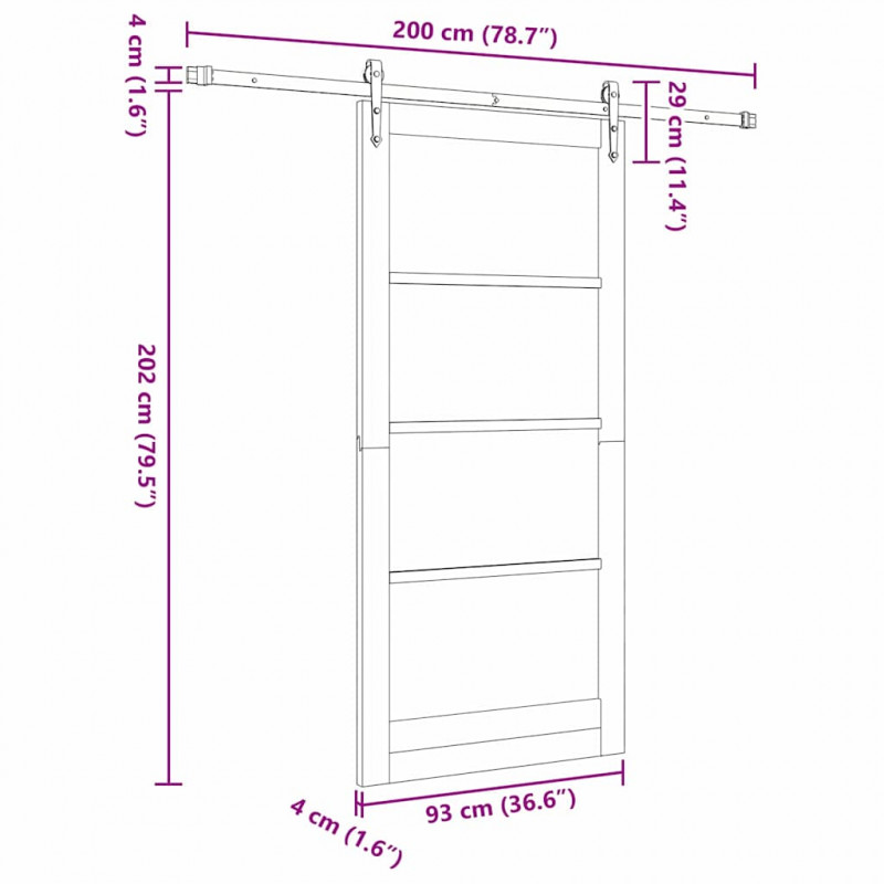 Drzwi przesuwne Biały 93 x 202 cm Lite drewno sosnowe i szkło