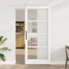 Drzwi przesuwne Biały 93 x 211 cm Lite drewno sosnowe i szkło