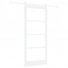 Drzwi przesuwne Biały 93 x 211 cm Lite drewno sosnowe i szkło