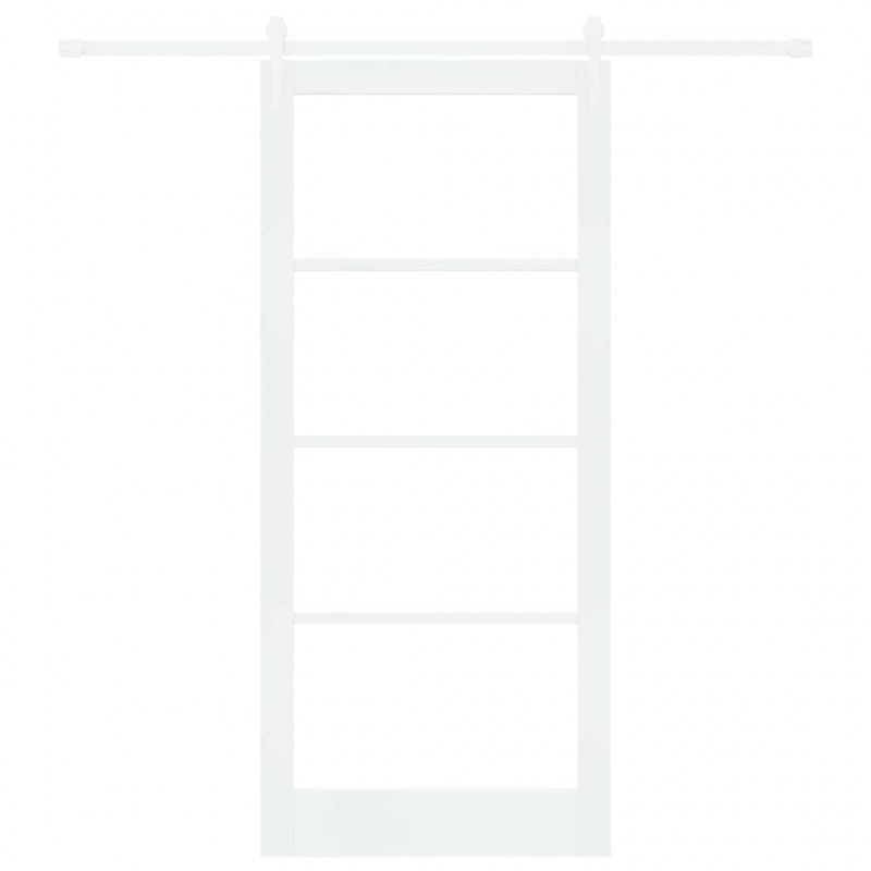 Drzwi przesuwne Biały 93 x 211 cm Lite drewno sosnowe i szkło