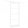 Drzwi przesuwne Biały 93 x 211 cm Lite drewno sosnowe i szkło
