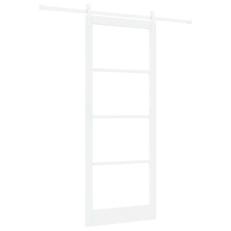 Drzwi przesuwne Biały 93 x 232 cm Lite drewno sosnowe i szkło