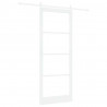 Drzwi przesuwne Biały 93 x 232 cm Lite drewno sosnowe i szkło