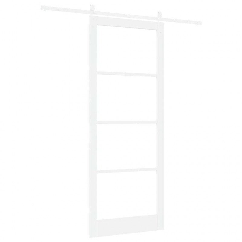 Drzwi przesuwne Biały 93 x 232 cm Lite drewno sosnowe i szkło