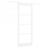Drzwi przesuwne Biały 93 x 232 cm Lite drewno sosnowe i szkło