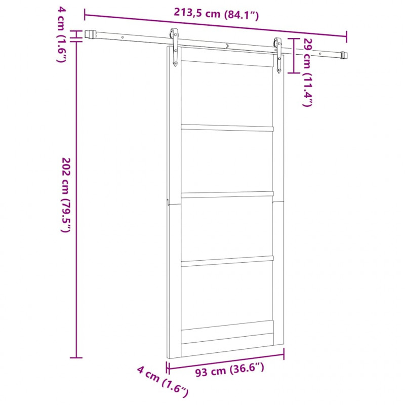 Drzwi przesuwne ORKDAL Biały 93 x 211 cm