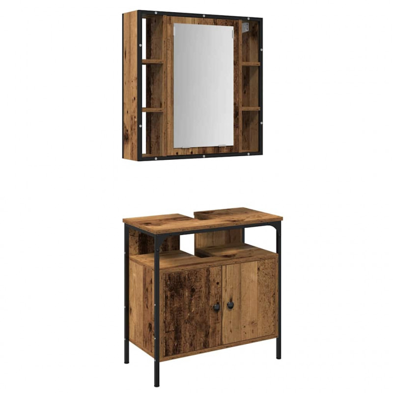 Zestaw mebli łazienkowych 2 pcs Brązowy Materiał drewnopochodny