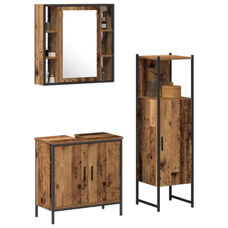 Zestaw mebli łazienkowych 3 pcs Brązowy Materiał drewnopochodny