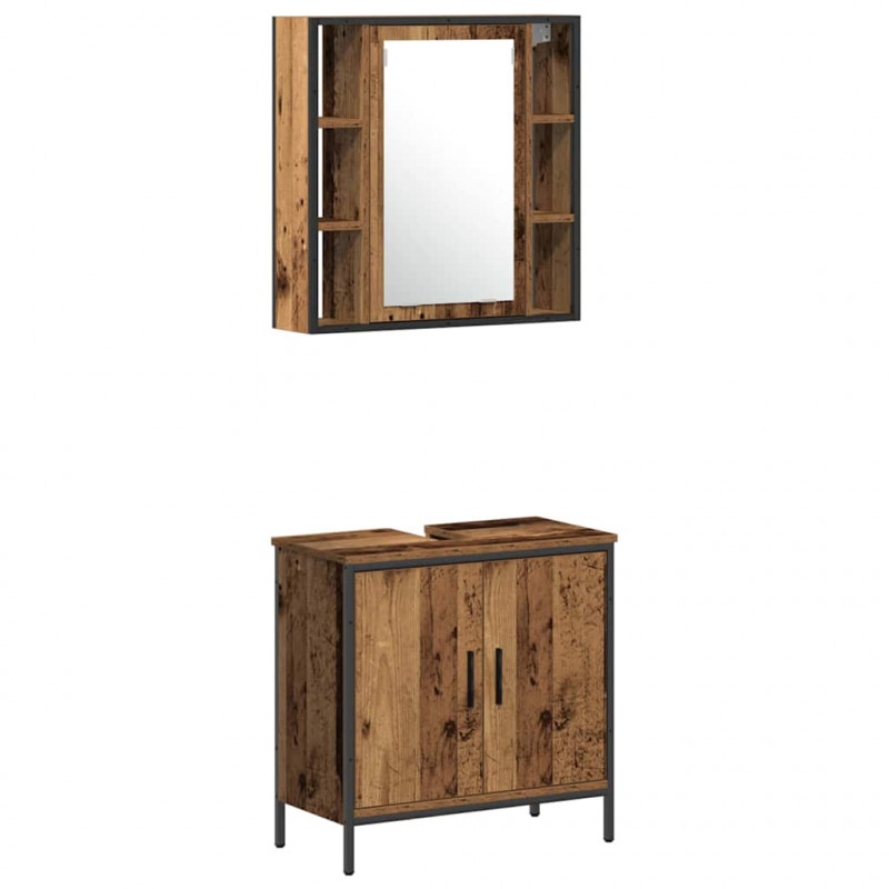 Zestaw mebli łazienkowych 3 pcs Brązowy Materiał drewnopochodny