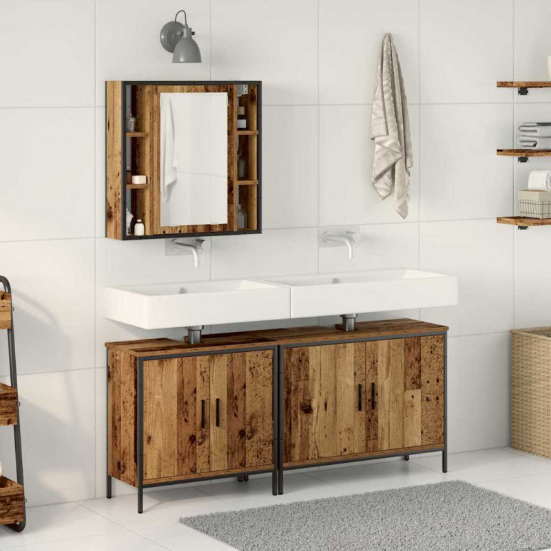 Zestaw mebli łazienkowych 3 pcs Brązowy Materiał drewnopochodny