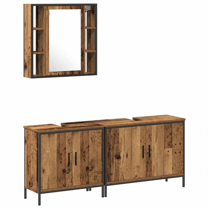 Zestaw mebli łazienkowych 3 pcs Brązowy Materiał drewnopochodny
