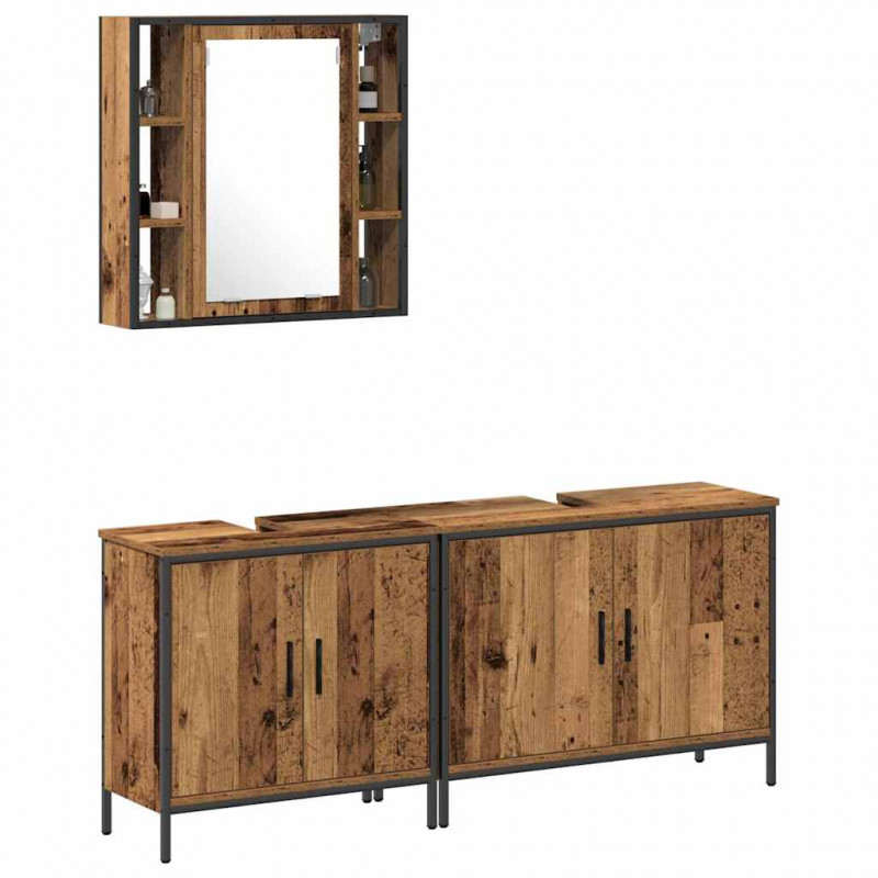 Zestaw mebli łazienkowych 3 pcs Brązowy Materiał drewnopochodny
