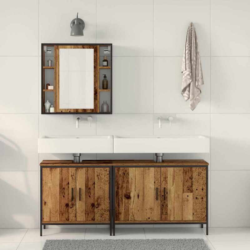 Zestaw mebli łazienkowych 3 pcs Brązowy Materiał drewnopochodny