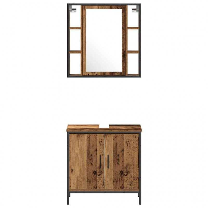 Zestaw mebli łazienkowych 3 pcs Brązowy Materiał drewnopochodny