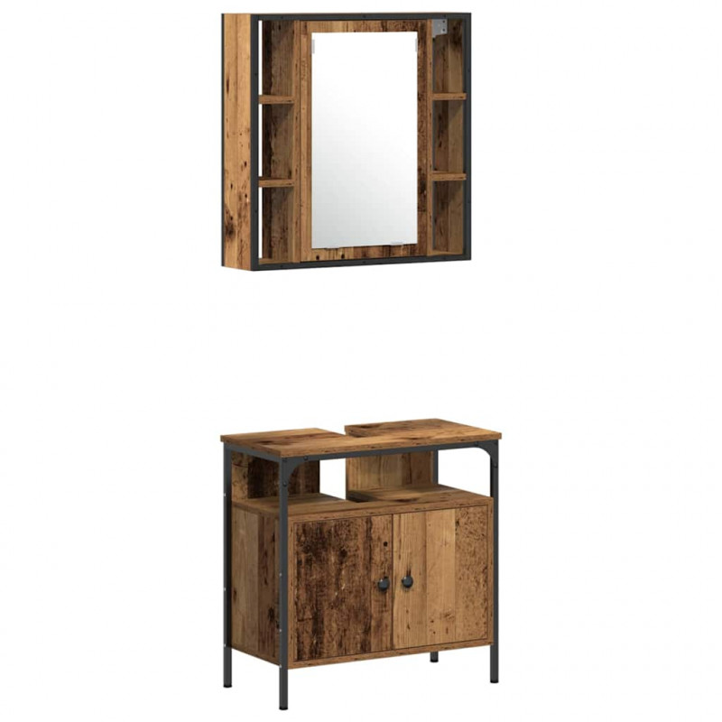Zestaw mebli łazienkowych 3 pcs Brązowy Materiał drewnopochodny