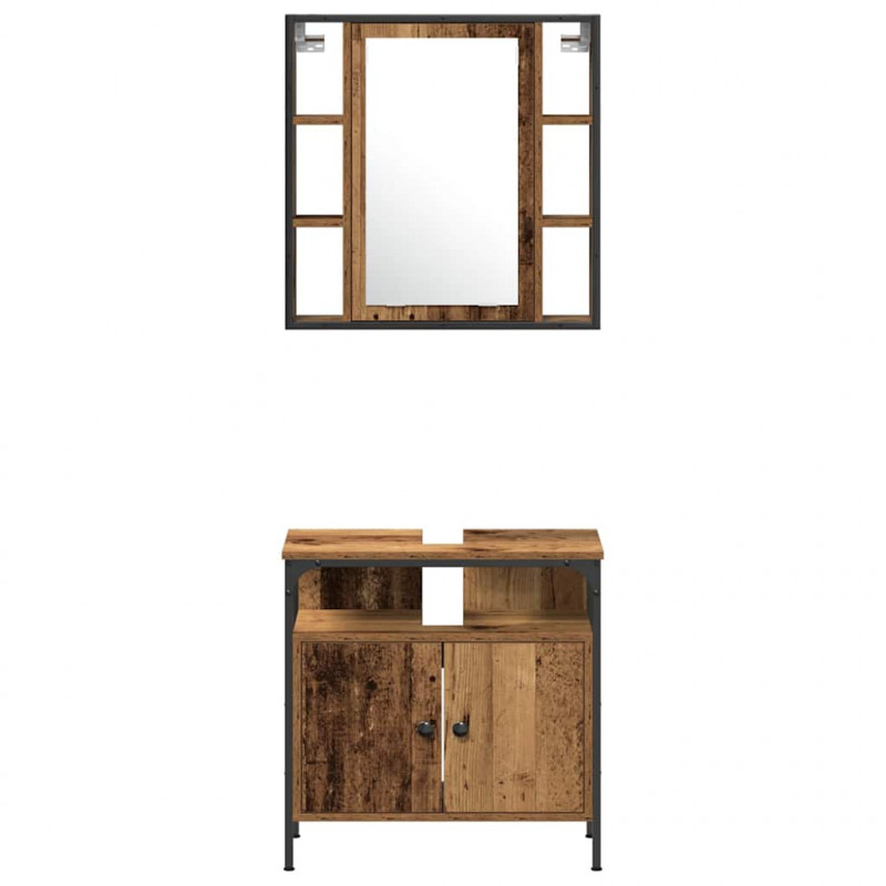 Zestaw mebli łazienkowych 3 pcs Brązowy Materiał drewnopochodny
