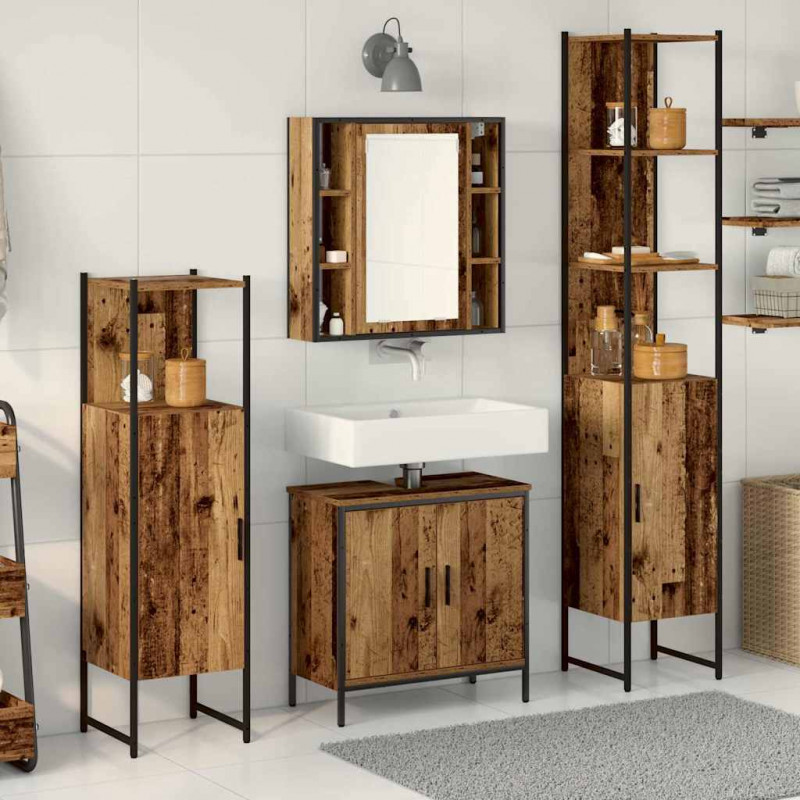 Zestaw mebli łazienkowych 4 pcs Brązowy 33 x 33 x 185.5 cm