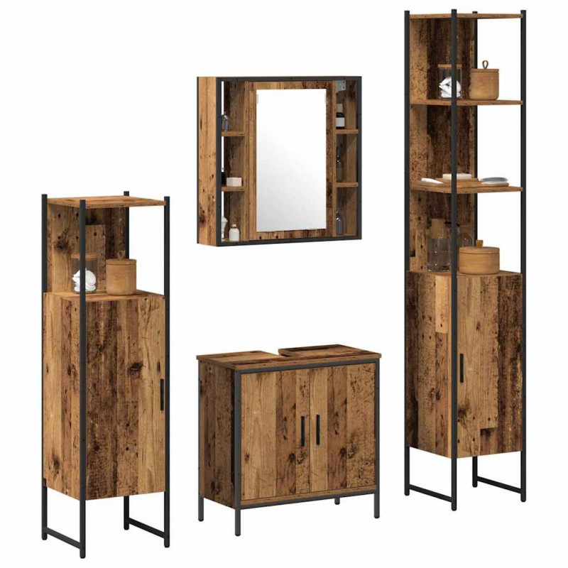 Zestaw mebli łazienkowych 4 pcs Brązowy 33 x 33 x 185.5 cm