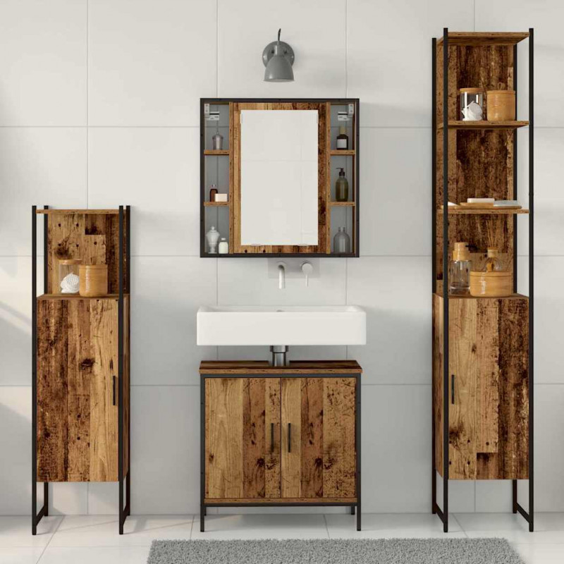 Zestaw mebli łazienkowych 4 pcs Brązowy 33 x 33 x 185.5 cm