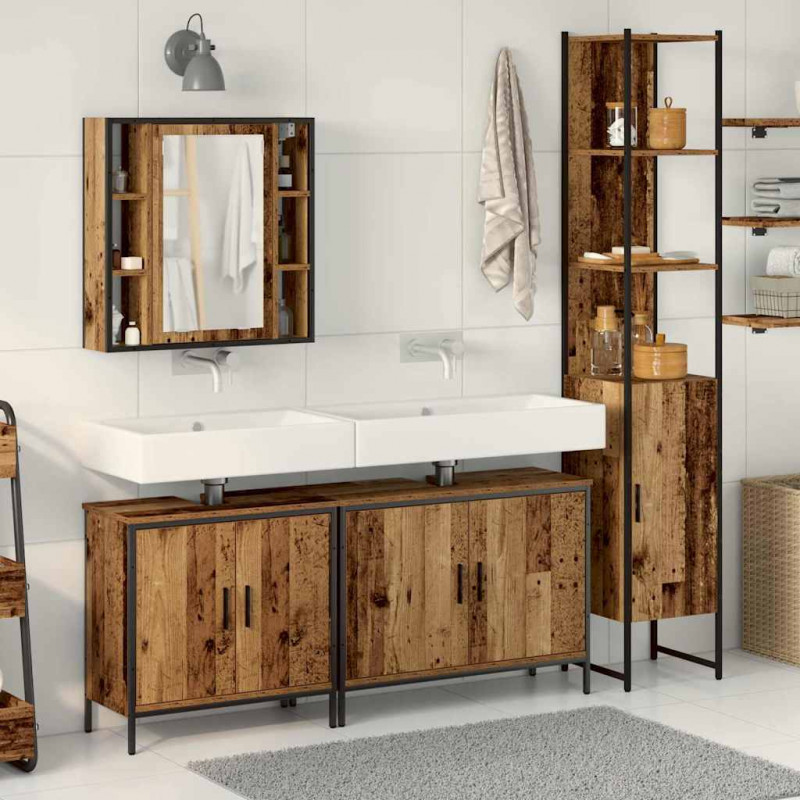 Zestaw mebli łazienkowych 4 pcs Brązowy Materiał drewnopochodny