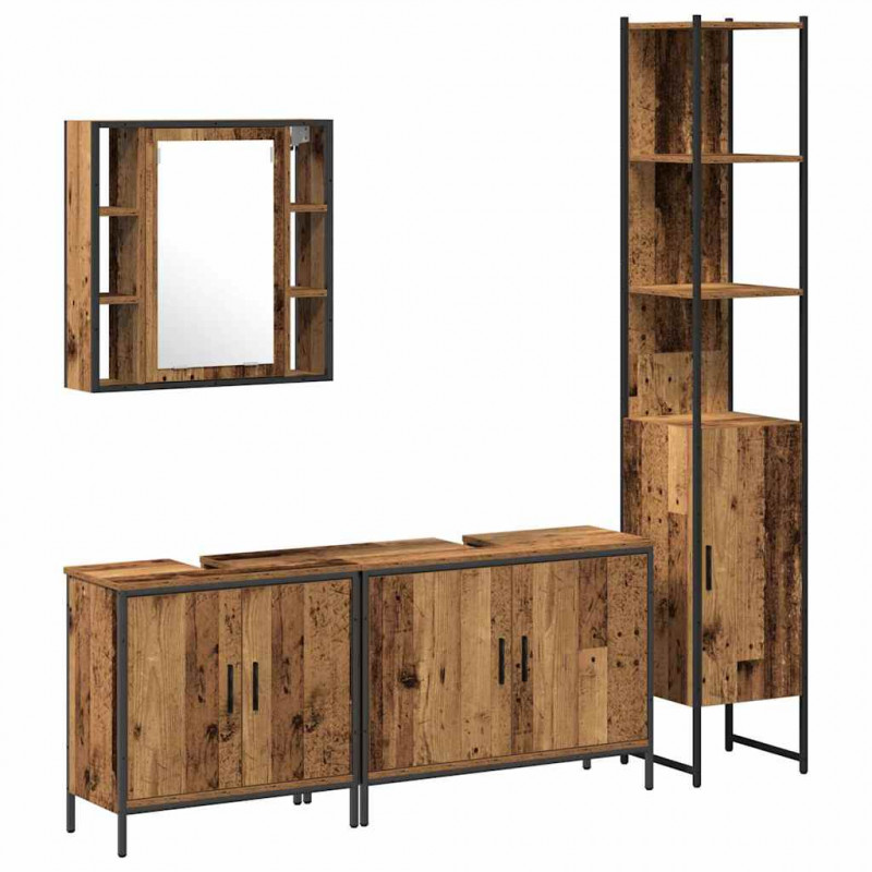 Zestaw mebli łazienkowych 4 pcs Brązowy Materiał drewnopochodny